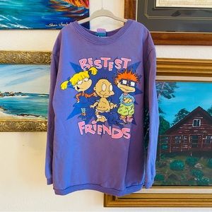 Vintage 90s Girl’s Rugrats Bestest Friends Purple Sweatshirt, 10/12, Made in USA
